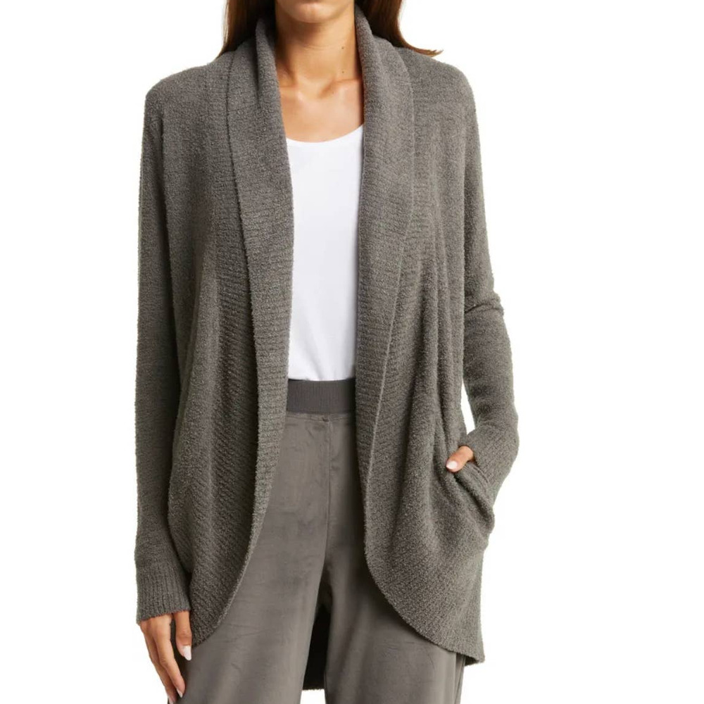Barefoot dreams CozyChic Lite Circle Cardigan in Charcoal Black Women Size XS/S